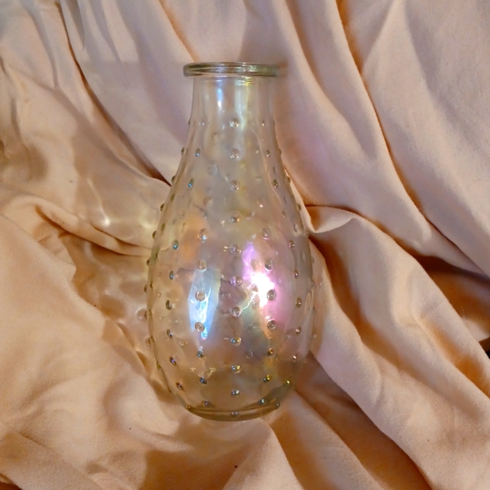 Iridescent Clear Glass Milk Bottle 6 jn.